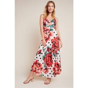 NWT‎ Farm Rio x Anthropologie Riviera Eyelet Maxi Dress Floral Womens Size 6